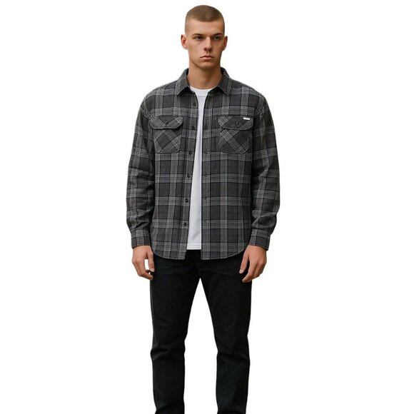 Columbia Omnishade Gray & Blue Plaid Button-Down Shirt Outdoors Mens Size Large - Picture 1 of 7